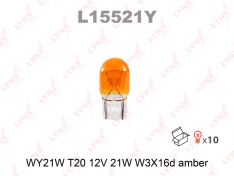 Лампа WY21W 12V Lynxauto W3x16D желтая 1 контактная безцокольная