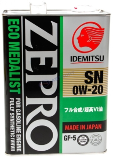 Масло моторное Idemitsu ZEPRO ECO MEDALIST 0W-20 SP/GF-6A 4л (Япония)