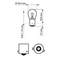 Лампа PR21W 12V 21W Philips Vision BAW15d CP