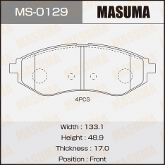 Колодки тормозные передние Masuma MS0129 Aveo 06-, Kalos 05- D11348MH X3P0143