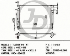 Радиатор охлаждения двигателя MT JustDrive JPR0158 HY Tucson 05-10 JM 2,0 G4GC (141)