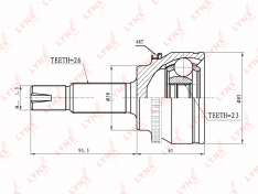 Шрус наружный LYNXauto CO7562A ABS, TOYOTA COROLLA / VERSO ZZE121 / 122 3ZZ / 4ZZ-FE (Euro) 02-06