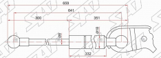 Амортизатор газовый капота Patron PGS100059 5344049125 за 1шт HARRIER RX330 03 641мм