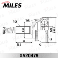 Шрус наружный Miles GA20479 TOYOTA COROLLA 1.8-2.0D 02- (с ABS)