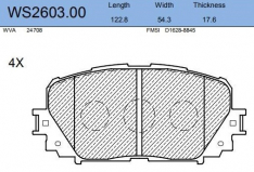 Колодки тормозные передние Jeenice WS260300 Vitz NCP91 RS 05-, Belta SCP92 05-, Ractis D2253 X3P0174