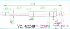 Амортизатор газовый капота Jett V2162248 5344029115 5345029085 1шт 521мм