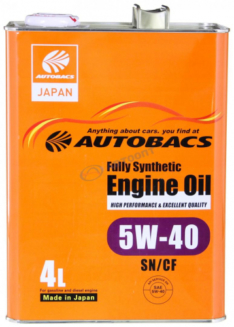 Масло моторное Autobacs Engine Oil 5W-40 SN/CF 4л FS (Япония)