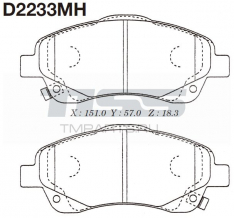 Колодки тормозные передние IXAT X3P0056 Avensis #T25# 03-, CorollaVerso #R10 04- D2233MH