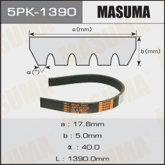 Ремень поликлиновой 5PK1390 Masuma MI 4G63/64 — RVR 97-02