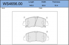 Колодки тормозные передние Jeenice WS465600 Eclipse Cross GK1W, GK2W (1500cc, 2000cc) 17.10- D6162M