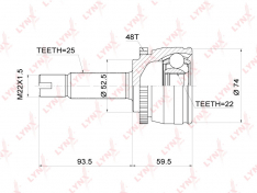 Шрус наружный LYNXauto CO3696A HYUNDAI SOLARIS (SB) 10- / i30 (FD) 1.4 / 1.6 07-11 / KIA RIO III 11-