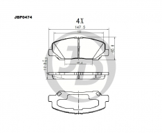 Колодки тормозные передние JustDrive JBP0474 Estima 5# 06- D2265