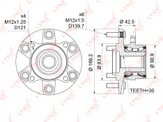 Ступица передняя LynxAuto WH1137 Mitsubishi Pajero / Montero (V87W, V97W) 06-