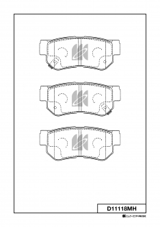 Колодки тормозные задние IXAT X3P0088 EF_Sonata 99-, Getz(TB) 1.5D/1.6 02-, Tucson 04-, New D11118MH