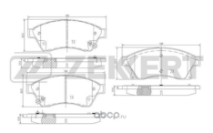 Колодки тормозные передние Zekkert BS1301 Aveo T300 11- Cruze J300 305 308 09- Opel X3P0151 D11291MH