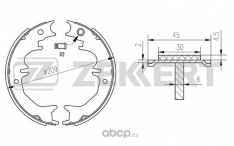 Колодки тормозные задние стояночного тормоза Zekkert BK4183 Lexus GX (J120,J150) , Toyota 4Runner (N