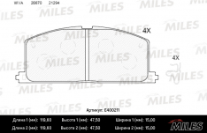 Колодки тормозные передние Miles E400211 Corolla 8#-11# 83-02 Corsa 2#-4# 82-99 Raum 1# 97-03 D2023H