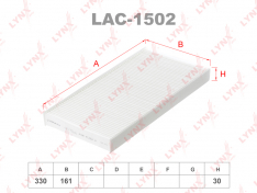 Фильтр салонный LynxAuto LAC1502 OPEL Corsa C / Combo / Signum / Vectra / Tigra 8 / 99- SAAB 9-3 1.8