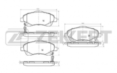 Колодки тормозные передние Zekkert BS2711 TOYOTA AVENSIS (_T25_) 03-08 1,8 1ZZFE (129)