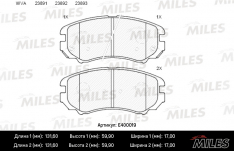 Колодки тормозные передние Miles E400019 HY EF_Sonata 15″ 2.4L 04-, Tucson 04-, Tuscani, New_Elantra