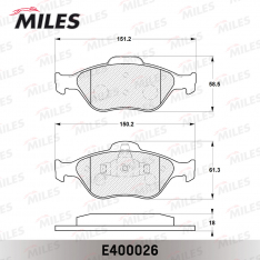 Колодки тормозные передние Miles E400026 MZ Demio DY# 02-