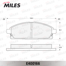 Колодки тормозные передние Miles E400166 NI X-Trail T30 00-, Bassara JU30 99-, Terrano/Terrano ll R5