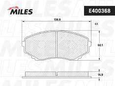 Колодки тормозные передние Miles E400368 MZ MPV LW# 99-