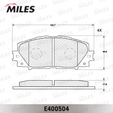 Колодки тормозные передние Miles E400504 TO Vitz/Yaris/Belta 9# 05-,Corolla NZE141 X 06-; DA Passo S