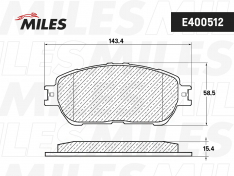 Колодки тормозные передние Miles E400512 TO Camry MCV30L 1MZFE MCV31L 3MZFE 03- USA, Sienna GSL2#/MC