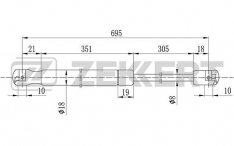 Амортизатор газовый капота Zekkert GF2085 CAMRY ACV40 06 за 1шт 720мм