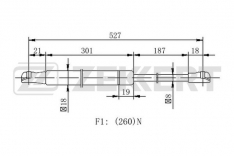 Амортизатор газовый капота Zekkert GF2257 Toyota Land Cruiser Prado J150 09- Lexus GX J15 1шт 545мм