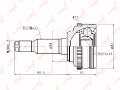 Шрус наружный LYNXauto CO1808A Daewoo Lacetti