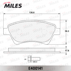 Колодки тормозные передние Miles E400141 RENAULT KANGOO 01-/MEGANE II 02-/SCENIC II 03-