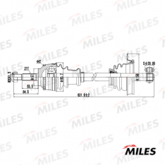 Привод передний левый Miles GC01167 RENAULT CLIO II/KANGOO 1.2-1.9DTI 97-09 с ABS МКПП