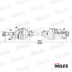 Привод передний правый Miles GC02167 RENAULT CLIO II/KANGOO 1.2-1.9DTI 97-09 с ABS МКПП