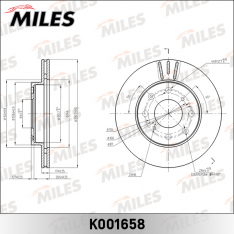 Диск тормозной передний Miles K001658 HONDA JAZZ 02- D=231мм.