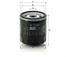 Фильтр масляный Mann-Filter W712/83 FOCUS I, II, III, FUSION, MONDEO IV 1, 4 / 1, 6 / 2, 0, #RZ, #VZ