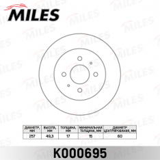 Диск тормозной передний Miles K000695 SUZUKI IGNIS 1.3-1.5 00-