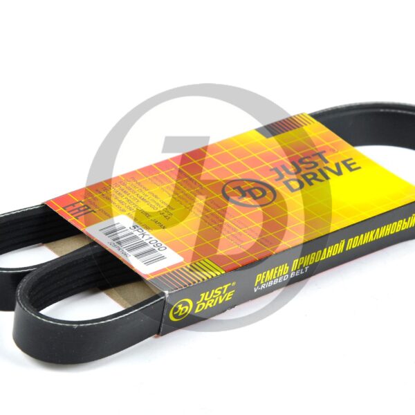 Ремень поликлиновой 5PK1090 JustDrive Toyota 3S 4S 5S-FE Camry 94-1998 (AL) Harrier 97-2000 (AL+AC)