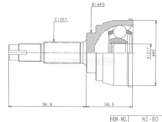 Шрус наружный HDK NI080 Nissan AD 06- / Note 05-20 / Tiida 04-14 / Wingroad 05-18