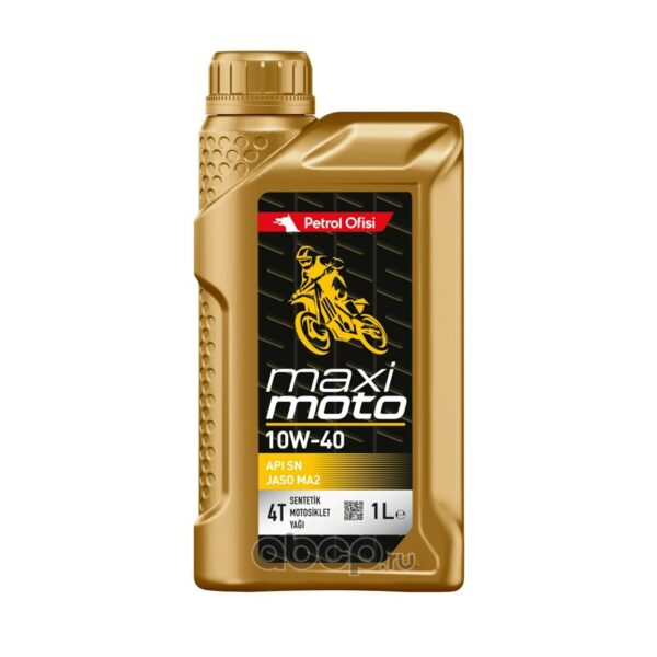 Масло моторное 4-тактное для мотоциклов Petrol Ofisi Maximoto 10W-40 SN MA2 1л (Турция)
