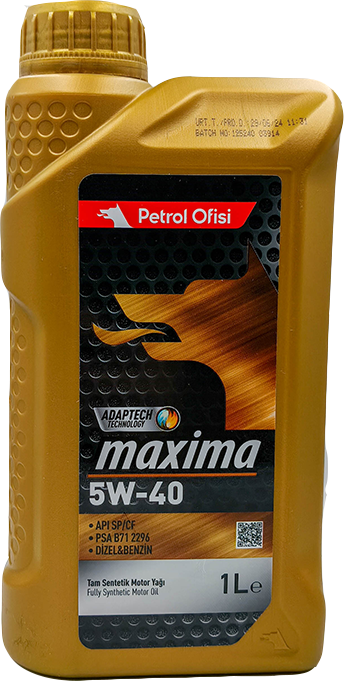 Масло моторное Petrol Ofisi Maxima 5W-40 API SP/CF, ACEA A3/B4 1л (Турция)