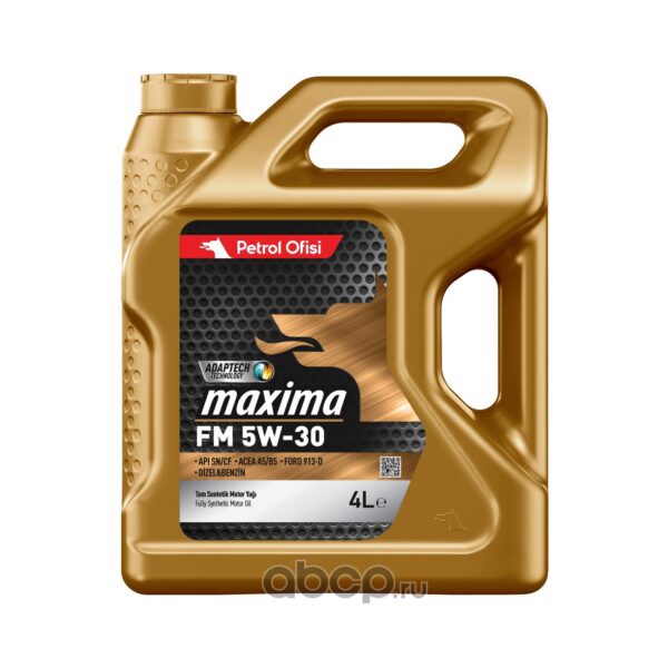 Масло моторное Petrol Ofisi Maxima FM 5W-30 API SN/CF ACEA A5/B5 4л (Турция)