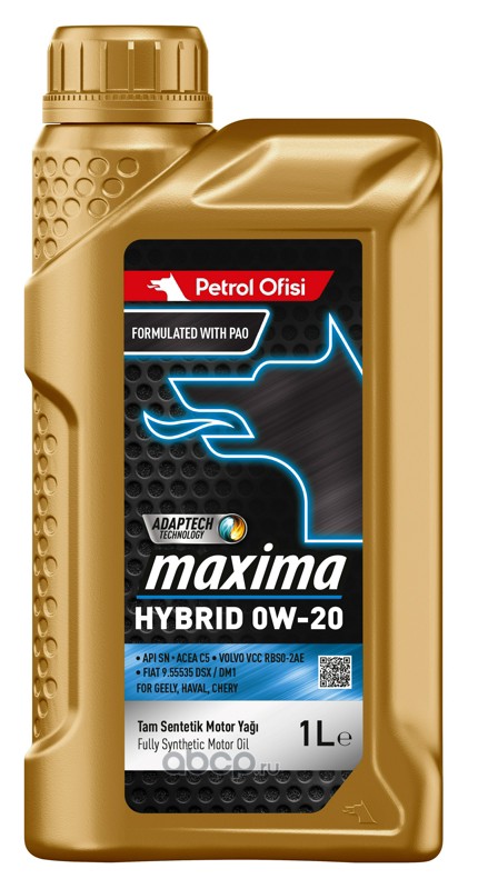 Масло моторное Petrol Ofisi Maxima Hybrid 0W-20 API SN ACEA C5 VCC RBS0-2, I 1л (Турция)