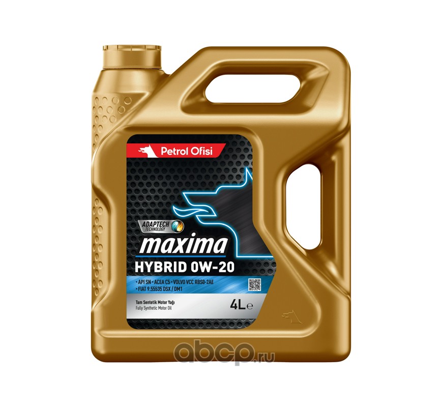 Масло моторное Petrol Ofisi Maxima Hybrid 0W-20 API SN ACEA C5 VCC RBS0-2, I 4л (Турция)