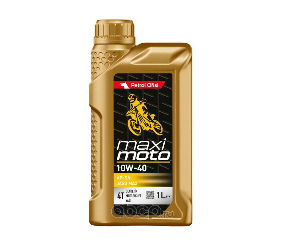 Масло моторное 4-тактное для мотоциклов Petrol Ofisi Maximoto 10W-40 SN MA2 1л (Турция)