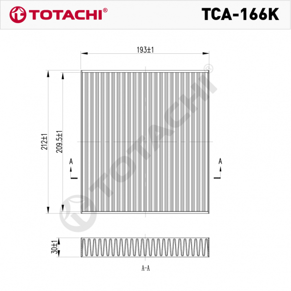 Фильтр салонный Totachi TCA166K угольный Toyota Camry V40 V50 06- LC 200 07- Rav 4 A30 A40 05-