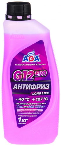 Антифриз AGA G12evo Long Life фиолетовый -40C 1кг (г.Москва)