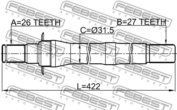 Полуось Febest 1212IX35AT4WD 27/422/26 Hyundai IX35 Tucson 10 2009-2014