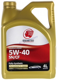 Масло моторное Idemitsu FULLY-SYNTHETIC 5W-40 SN/CF синтетическое 4л пластик